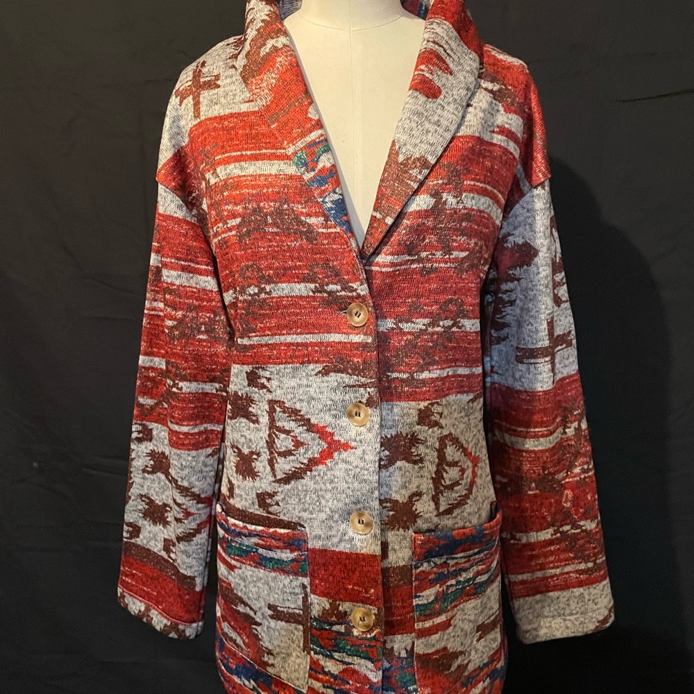 MISSLOOK Red and Gray Patterned Blazer L
